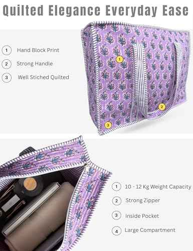 100% Cotton Quilted Tote Bag For Women