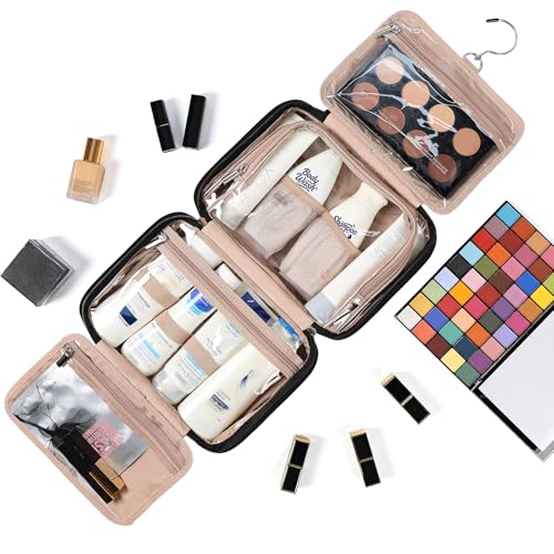 Travel Toiletry Bag for Women Hanging Organizer Makeup Case Pockets