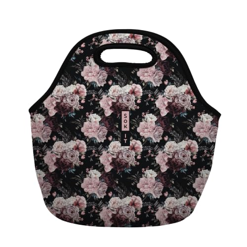 LunchTote Zippered Bag Insulated Neoprene Caddy (Bloom at Night / Large 4.5 Quart Lunch Tote)
