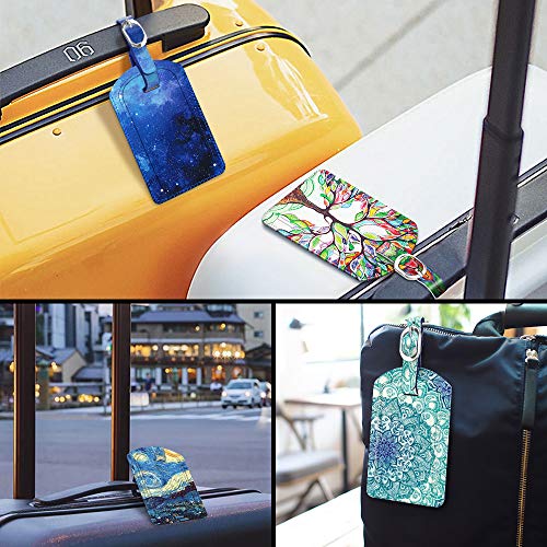 2 Pack Luggage Tags Leather Name ID Labels with Privacy Cover (2 Count)