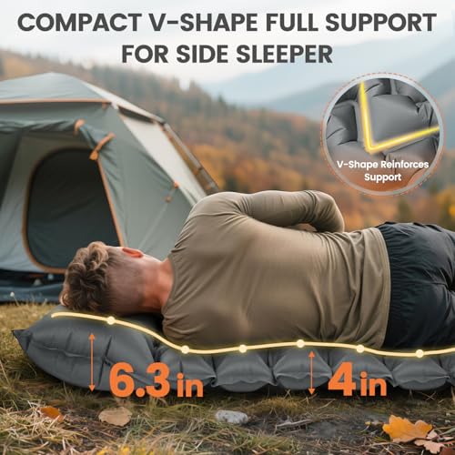 4 Inch 1.9 lb Backpacking Sleeping Pad with Fast Foot Pump