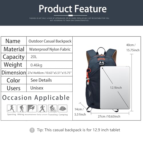 20L Lightweight Hiking Backpack With Rain