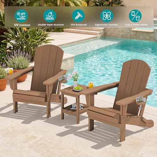 Outdoor Adirondack Chairs with 2 Cup Holders