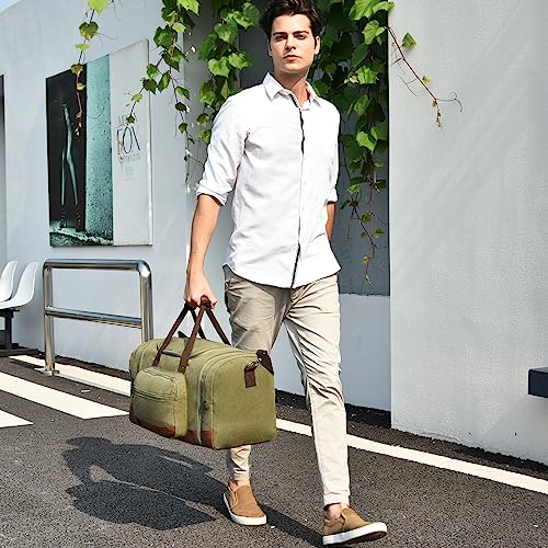 60L Canvas Duffle Bag for Travel Weekend Gym Overnight Carry