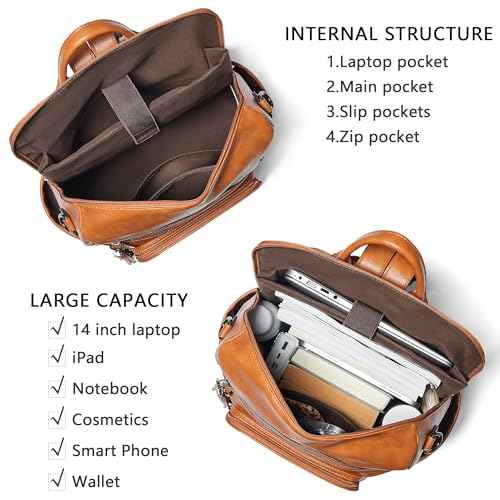 Vegan Leather Laptop Backpack for Women 15.6 inch Work Backpack Fashion Travel Backpack Purse for Business College