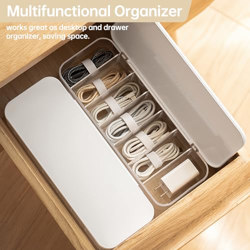 2 Pcs Cable Organizer Storage Box with Lid (2 Count)