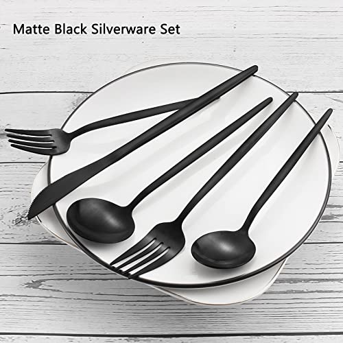 Matte Black Silverware Set (12 Count)