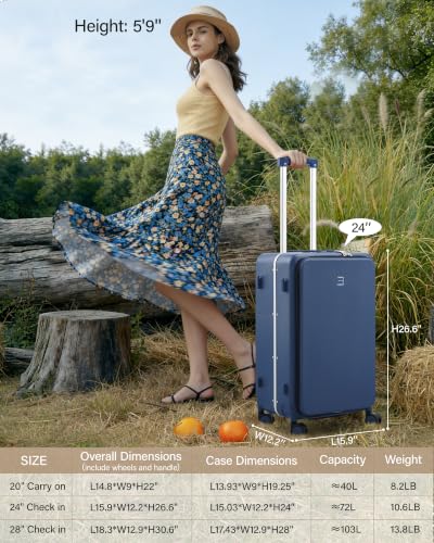 24 Inch Top Opening Checked Luggage with Cup Holder and USB Ports