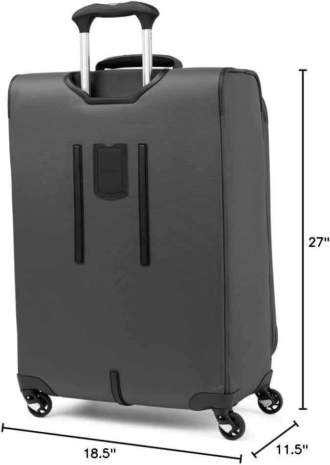 Travelpro Maxlite 5 Softside Expandable Luggage with 4 Spinner Wheels, Lightweight Suitcase, Men and Women, Shadow Grey, Checked-Medium 25-Inch