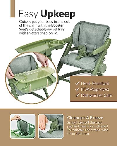 Feed Me 3-in-1 Travel High Chair Booster Seat - Avocado Green