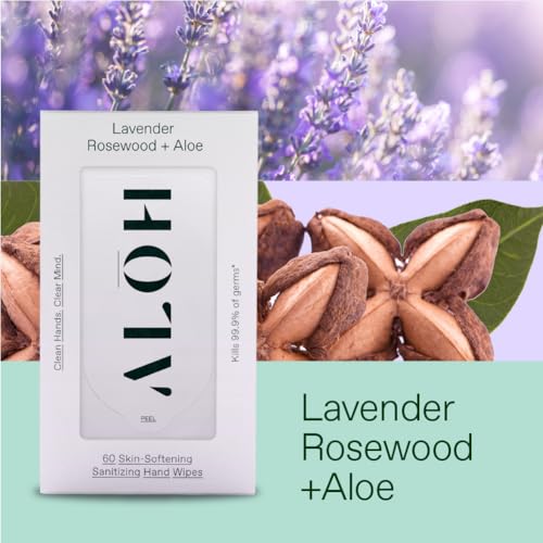 ALŌH Lavender Rosewood + Aloe Hand Sanitizer Wipes (60 Count)