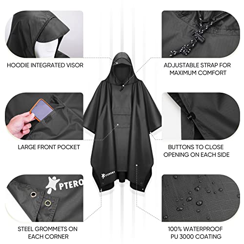Hooded Rain Poncho for Adults