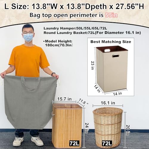 Canvas Laundry Bag with Handles & Square Base
