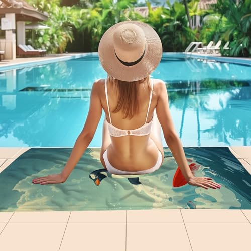 Microfiber Penguin Beach Towel Oversized