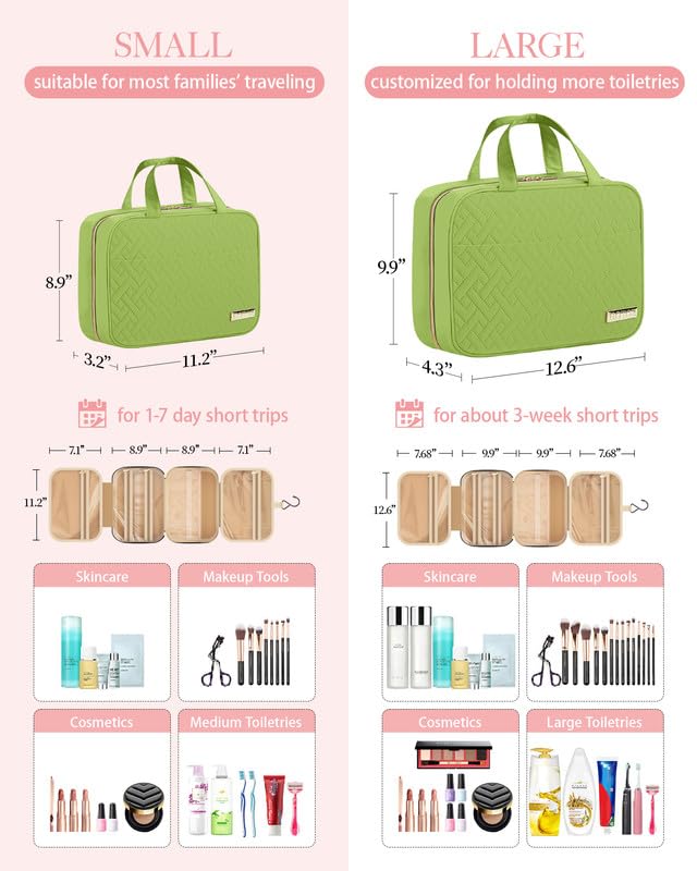 Hanging Travel Toiletry Bag Women Men Essentials Avocado Green