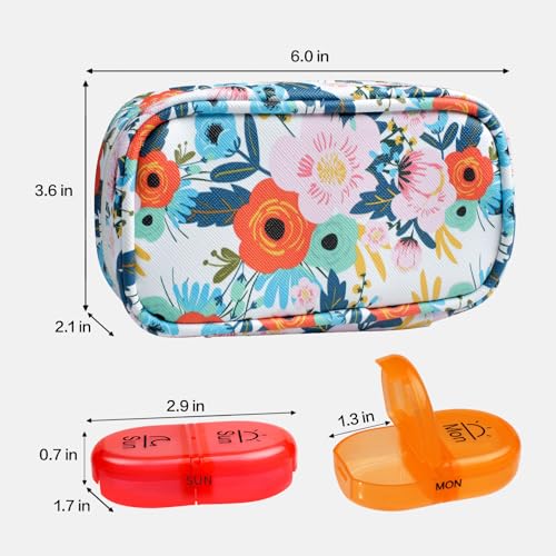 Weekly Travel Pill Organizer 2 Times a Day AM PM Rainbow Pill Box