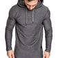 Mens Fashion Athletic Hoodies Sport Sweatshirt Solid Color Fleece Pullover Dark Grey L