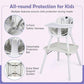 6-in-1 High Chair, Convertible Highchair for Babies and Toddlers/Kids Chair Table Set/Infant Feeding Chair w/Safety Harness, PU Leather Cushion & Removable Food Tray (White)