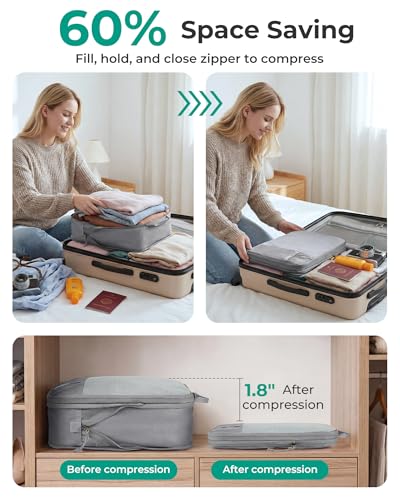 6 Set Compression Packing Cubes for Travel (6 Count)