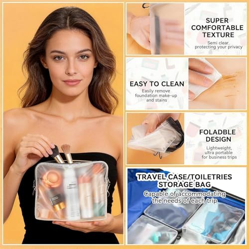 Clear Leak Proof Travel Bags for Toiletries 3 Pack