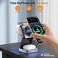 25W 3-in-1 Charging Station for Apple Device, Black Foldable Magnetic Wireless Charger, Fast Travel Charging Stand for iPhone17/16/15/14/13/12 Series, AiWatch/AirPods