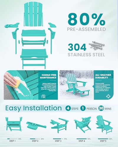 Folding Adjustable Adirondack Chair with Footrest