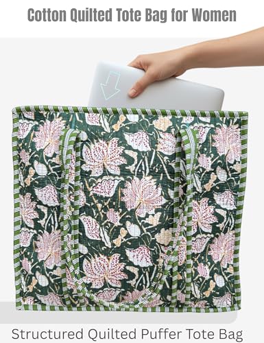 100% Cotton Quilted Tote Bag For Women