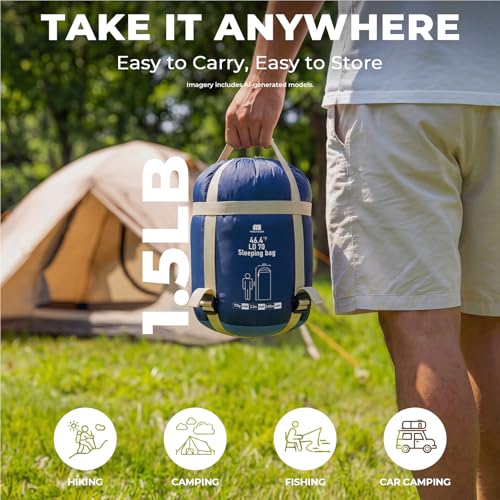 Lightweight Warm Weather Sleeping Bag for Adults