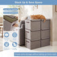 Large 17" 42 Quarts Collapsible Stackable Storage Bins with Lids [3 (3 Count)