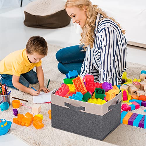Large Fabric Storage Bins for Shelves with 3 Handles (3 Count)