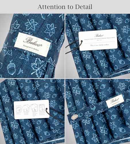 Folding Umbrella Real Wood Handle Maple Leaves Pageant Blue