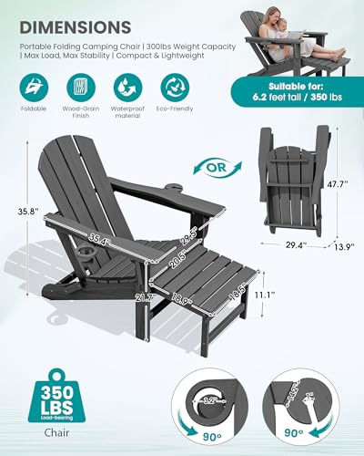 HDPE Folding Adjustable Adirondack Chair with Footrest