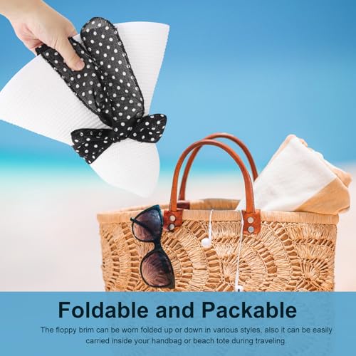 Wide Brim Sun Hat for Women Floppy Straw Hat Summer Beach Hats Fashionable Trendy Hats Sun Protection UPF 50+