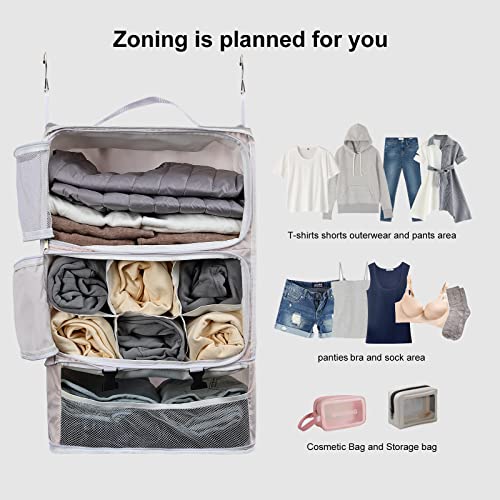 Travel Portable Hanging Shelves Closet Organizer Packing Luggage Storage with Multifunctional and Foldable Invisible Compartment