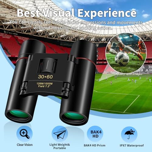 Compact 30x60 Binoculars for Adults and Kids
