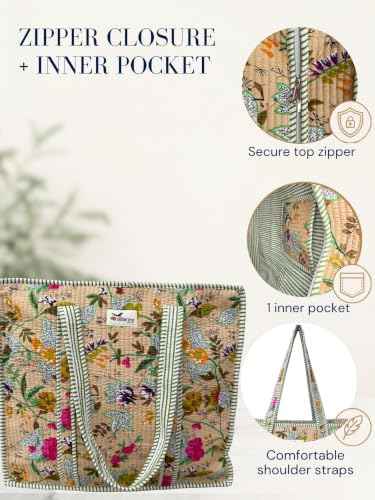 100% Cotton Quilted Tote Bag For Women