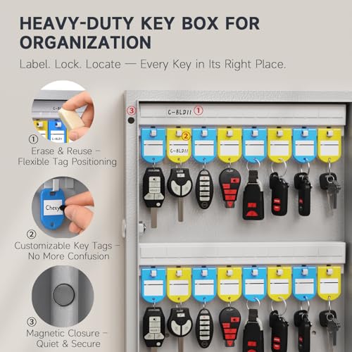 192 Key Lock Box Smart Key Organier Cabinet with Keypad & App for Office