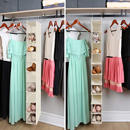 10 Shelf Hanging Shoe Shelf Organizer for Closet Beige