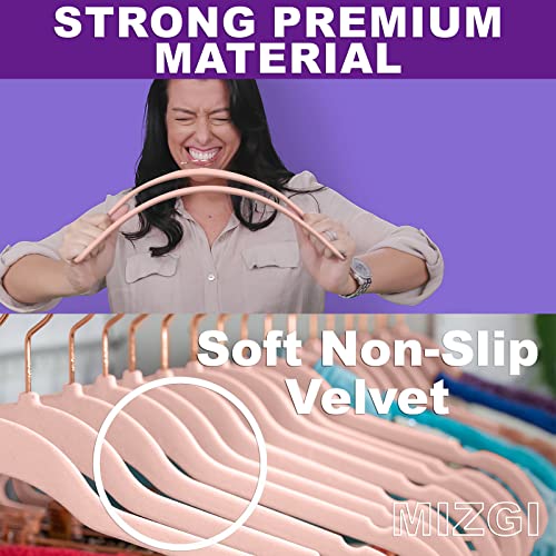Velvet Hangers 60 Pack Non Slip Heavy Duty Blush Pink Rose Gold Hooks (60 Count)