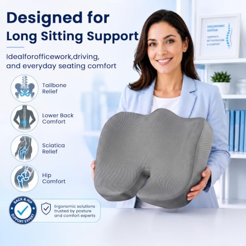 Seat Cushion XL Large Memory Foam Cushion for