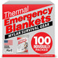 Emergency Blanket Mylar Thermal Space Survival Gear & Supplies 100 (100 Count)