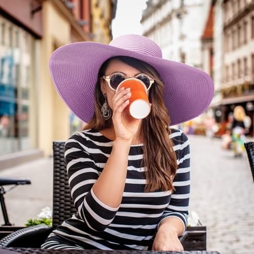 Sun Hats for Women Wide Brim Summer Hat Large Floppy Sun Straw Hat Foldable Packable Beach Hats UPF 50+