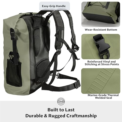 30/40/55L Waterproof Dry Backpack & Phone Case- 2XL Floating Dry Bag for Kayaking, Travel, Hiking, Fishing, Camping, Motorcycles & Beach, Heavy-Duty Roll Top Men/Women (Green)