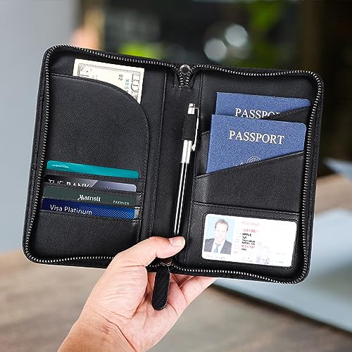 Polare Leather Passport Holder Travel Document Organizer Ticket Holder Case