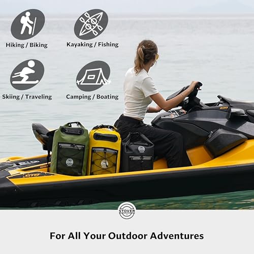 5/10/25/30/40L Waterproof Dry Backpack & Phone Case- Large Floating Dry Bag for Kayaking, Travel, Hiking, Fishing, Camping, Motorcycles & Beach, Heavy-Duty Roll Top Men/Women (Yellow)
