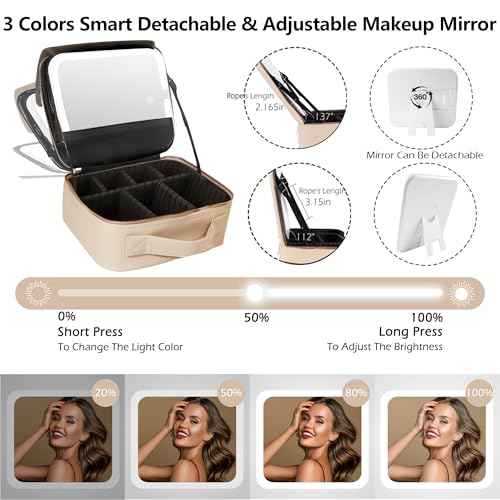 Travel Makeup Bag Cosmetic Bag Makeup Organizer Bag with Lighted Mirror