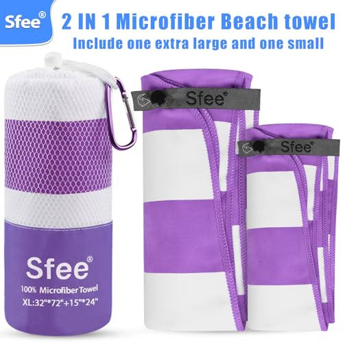 2 in 1 Microfiber Oversized Beach Towel (2 Count)