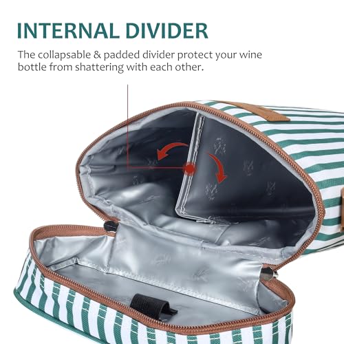 2 Bottle Insulated Wine Tote Carrier Bag