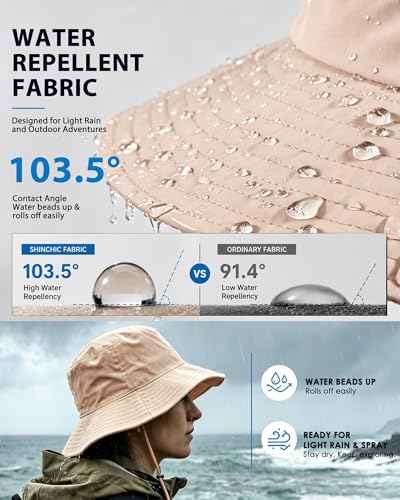 Water Resistant UPF 50+ Sun Bucket Hat Packable Brimmed for Women Men