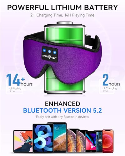3D Sleep Headphones Bluetooth 5.4 Sleep Mask with HD Speakers